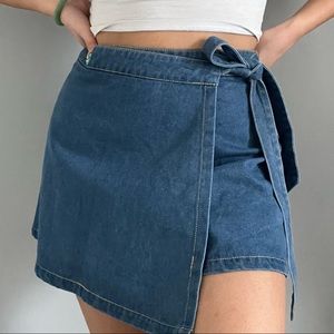 wrap around denim skirt